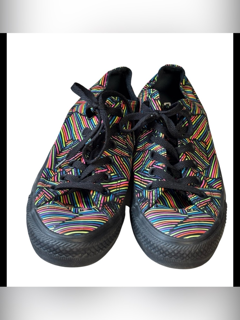 Converse Low Sneakers 154868F Neon Scratch Print Size Mens 6 Womens 8 - Picture 7 of 8